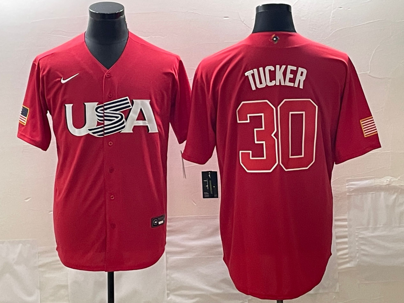 Men's USA Baseball #30 Kyle Tucker 2023 Red World Baseball Classic Stitched Jersey Men's USA Baseball #30 Kyle Tucker 2023 Red World Baseball Classic Stitched Jersey